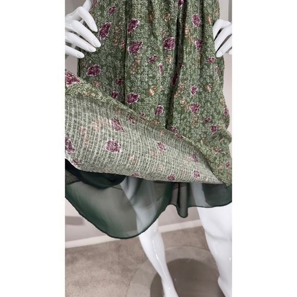 VTG Y2K Silk Handkerchief Hem Floral Dress Sz 0 Fairy Feminine Romantic - Picture 13 of 15